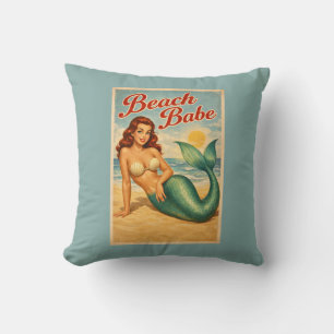 Strand-Schatz Pin-Up Meerjungfrau Retro-Küstenlebe Kissen