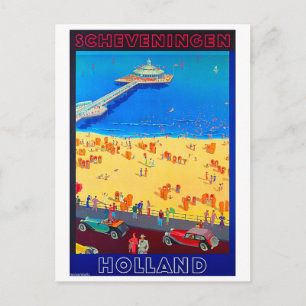 Strand Scheveningen, Holland, vintage Reise Postkarte