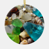 Strand Seaglass verziert Achat-Muschelgeschenke Keramikornament (Vorne)