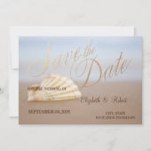 Strand Seashell, Herz Save the Date (Vorderseite)