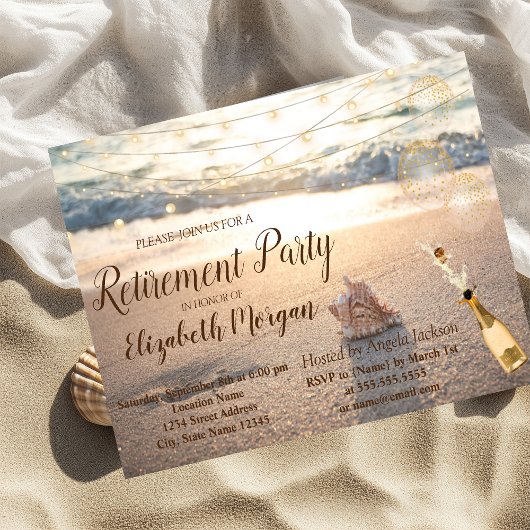 Strand, Seashell, Party für die Weinvorsorge Einladung