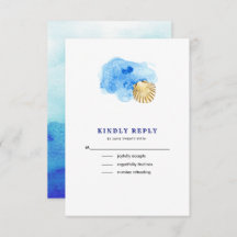 Strand | Seashell Watercolor Wedding RSVP Cards