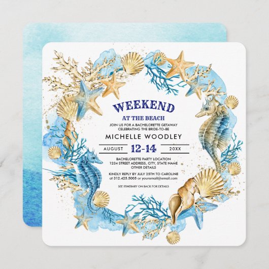 Strand | Seaside Bachelorette Weekend Einladungen (Vorne/Hinten)