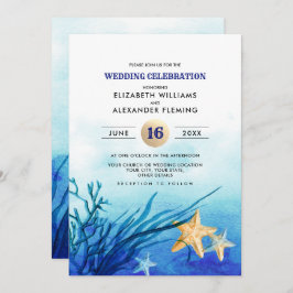 Strand | Seaside Starfish Watercolor Wedding Einladung
