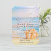 Strand, Seastar, Seashell Einladung (Stehend Vorderseite)