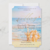 Strand, Seastar, Seashell Einladung (Vorderseite)