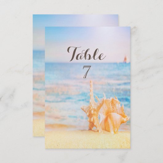 Strand, Seastar, Seashell Einladung (Vorne/Hinten)