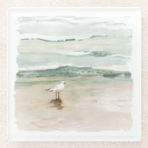 Strand-Seemöwe-Bucht Glasuntersetzer