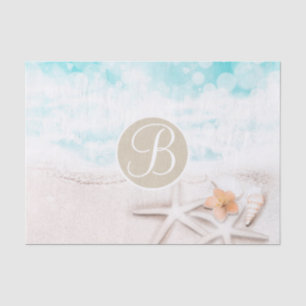 Strand Seestern Elegantes Monogramm Buchstabe Init Seidenpapier