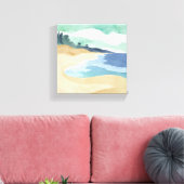 Strand Shore | Aquarellblau Leinwanddruck (Insitu (Wohnzimmer))