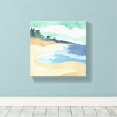 Strand Shore | Aquarellblau Leinwanddruck (Insitu (Holzboden))