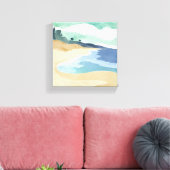 Strand Shore | Aquarellblau Leinwanddruck (Insitu (Wohnzimmer))