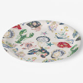 Strand soirée Küstenmuster Pappteller (Schrägansicht)