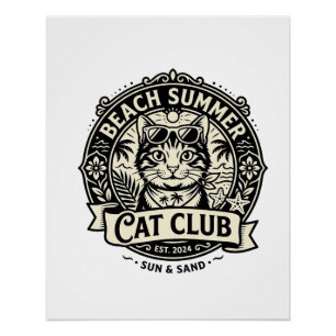 Strand Sommer Katze Lustige Katze Grafik - Strand  Poster