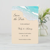 Strand Sommer Moderne Küstenhochzeit Erinnerung Save The Date (Stehend Vorderseite)