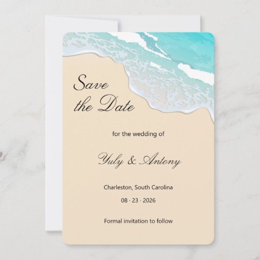 Strand Sommer Moderne Küstenhochzeit Erinnerung Save The Date (Vorderseite)