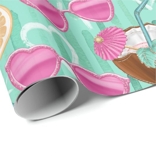 Strand Sommer Muster Geschenkpapier (Rolleneckpunkt)