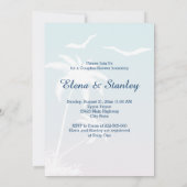 Strand Sommer rosa blaue Hochzeitssuite Dusche Einladung (Rückseite)