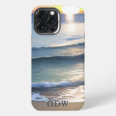 Strand Sonne & Surf Monogramm iPhone Hülle (Rückseite)
