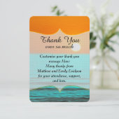 Strand-Sonnenaufgang-Malerei im orange Himmel u. Dankeskarte (Stehend Vorderseite)