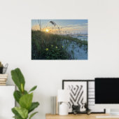 Strand Sonnenaufgang über Dünen Poster (Heimbüro)