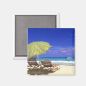 Strand Sonnenschirm, Abaco, Bahamas Magnet (Vorderseite/Rückseite)