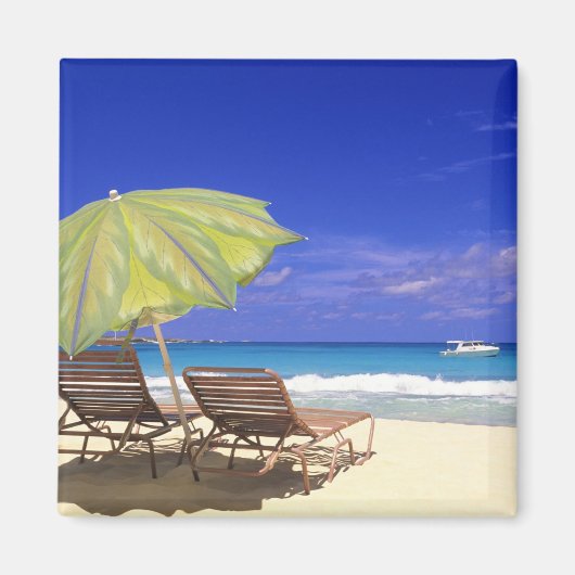 Strand Sonnenschirm, Abaco, Bahamas Magnet (Vorne)