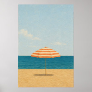 Strand Sonnenschirm Mittag Aquarell Küstenkunst Po Poster
