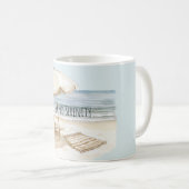 Strand Sonnenschirm Ozean Meer Sand Gelassenheit Kaffeetasse (VorderseiteRechts)