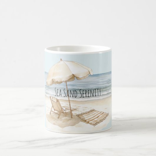 Strand Sonnenschirm Ozean Meer Sand Gelassenheit Kaffeetasse (Mittel)