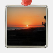 Strand-Sonnenuntergang an Holden Strand NC Silbernes Ornament (Vorne)