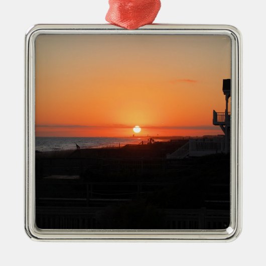 Strand-Sonnenuntergang an Holden Strand NC Silbernes Ornament (Vorne)
