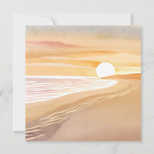 Strand Sonnenuntergang Aquarell   Schöne gelbe Kar