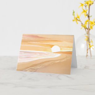 Strand Sonnenuntergang Aquarell Schöne gelbe Kar Karte