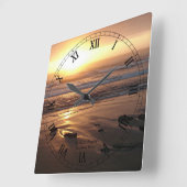 "Strand-Sonnenuntergang bei Yachats, Oregon" durch Quadratische Wanduhr