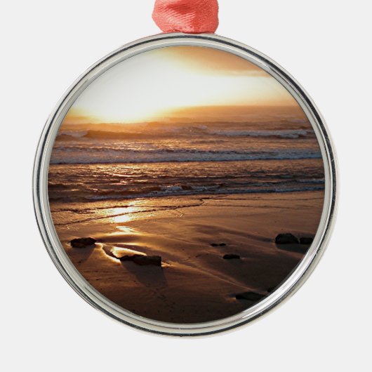 "Strand-Sonnenuntergang bei Yachats, Oregon" durch Silbernes Ornament (Vorne)