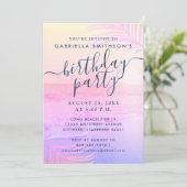 Strand Sonnenuntergang Brauntönen Pastellrosa Filt Einladung (Stehend Vorderseite)