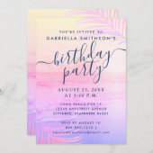 Strand Sonnenuntergang Brauntönen Pastellrosa Filt Einladung (Vorne/Hinten)