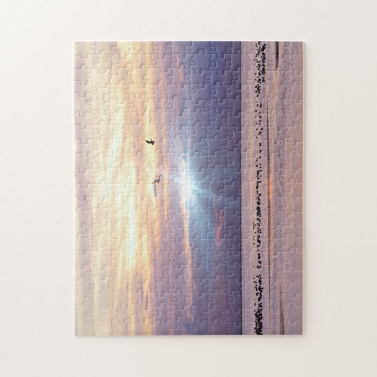 Strand Sonnenuntergang Bucht mit Vögel Puzzle (Vertikal)