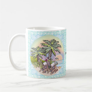 Strand Sonnenuntergang Flamingo Tasse