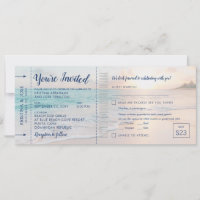 Strand Sonnenuntergang Hochzeit Bordkarte + RSVP