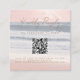 Strand Sonnenuntergang Meer Hochzeit Scan Code RSV Begleitkarte