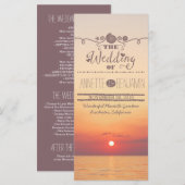 Strand-Sonnenuntergang-Meeres-Hochzeitsprogrammkar Programm (Vorne/Hinten)