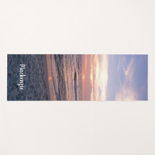 Strand-Sonnenuntergang mit Namen Yogamatte (Vorderseite (Horizontal))