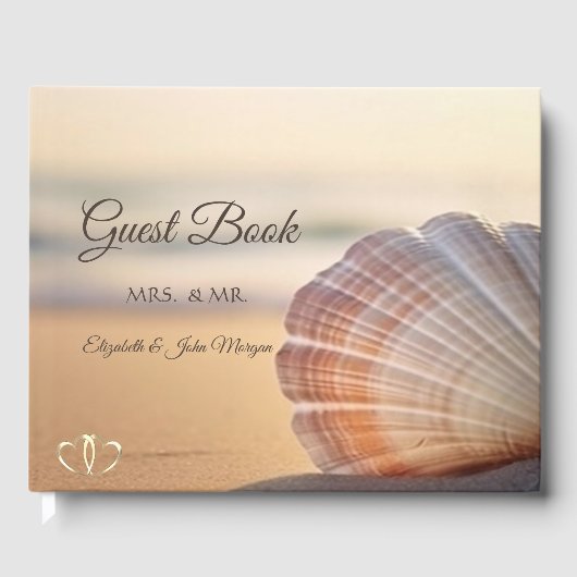 Strand Sonnenuntergang Muschel Gästebuch (Vorderseite)