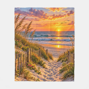 Strand Sonnenuntergang Ozean Küstenlandschaft Fleecedecke