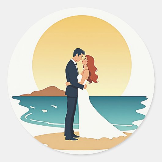 Strand Sonnenuntergang Romantik Sticker (Vorderseite)