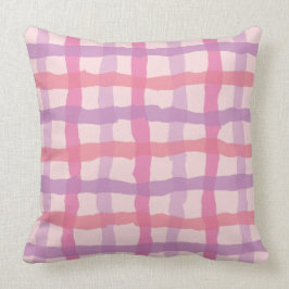Strand-Sonnenuntergang-rosa und lila Gingham Kissen