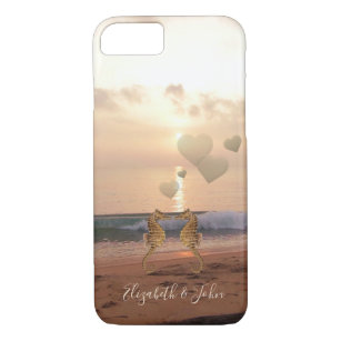 Strand, Sonnenuntergang, Seepferde in der Liebe -  Case-Mate iPhone Hülle