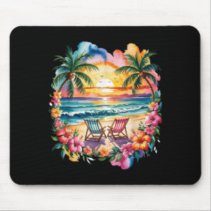 Strand Sonnenuntergang Sommer Stimmung Palme Troca Mousepad